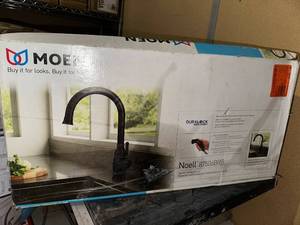 lot 143 image: Moen Noell 87506BRB High Arc Kitchen Faucet with Duralock