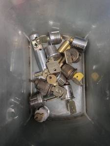 lot 258 image: Collection of Locksmith Tools and Medco Lock Cylinders and keys