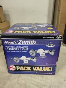 lot 8A image: HeathZenith Motion Activated Security Light 2-Pack and Patriot LED Solar Landscape Light
