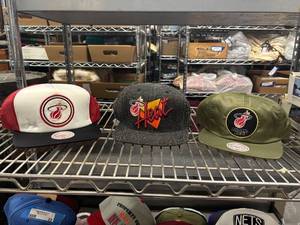 lot 23 image: Set of 3 Miami Heat NBA Adjustable Snapback Caps