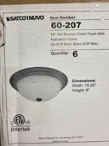 lot 26A image: Lot of 6 Satco Nuvo Bronze Finish Flush Mount Ceiling Lights