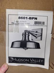 lot 33A image: Hudson Valley Lighting Wall Sconce in Black Polished Nickel