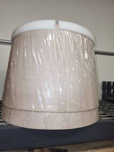 lot 36A image: Collection of 3 Fabric-Lined Lamp Shades and Matching Small Lamp Shade