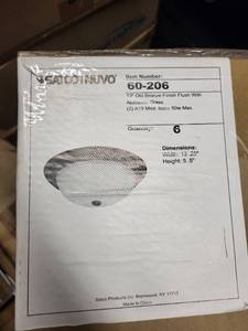 lot 38A image: Set of 6 Satco Nuvo Old Bronze Flush Mount Ceiling Light Fixtures