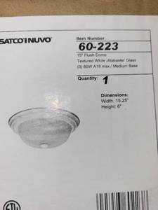 lot 39A image: Set of 2 Satco Nuvo 60-223 15 Flush Dome Light Fixtures