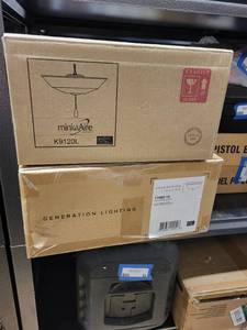 lot 41A image: Lot of 2 Ceiling Light Kits MinkaAire K9120L and Generation Lighting 77065-15