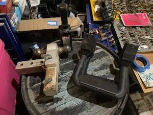 lot 192 image: Set of 3 Heavy Duty Trailer Hitches with Ball Mounts and Steps