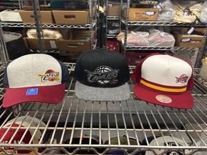 lot 208 image: Set of 3 Cleveland Cavaliers Snapback Hats by Mitchell & Ness New with Tags