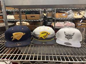 lot 210 image: Set of 3 NBA Team Logo Baseball Caps - Mitchell & Ness