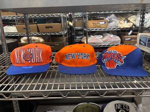 lot 213 image: Set of 3 New York Knicks Snapback Hats Assorted Designs New with Tags