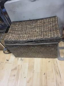 lot 233 image: Large Woven Rattan Storage Basket with Lid