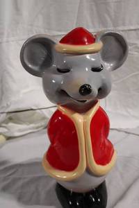 lot 14 image: 16-Inch Ceramic Christmas Mouse Decorative Figurine with Light