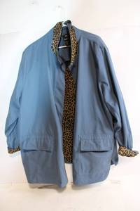 lot 21 image: Dennis by Dennis Basso Reversible Leopard Trim Jacket