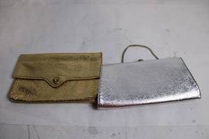 lot 38 image: Set of 2 Vintage Metallic Clutches - Gold and Silver