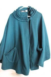 lot 41 image: Midnight Velvet Teal Cape with Ruffled Collar
