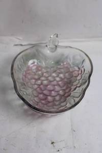 lot 75 image: Decorative Fruit-Shaped Glass Bowl with Grape Design