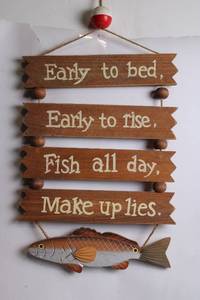 lot 116 image: Wooden Fishing Themed Wall Sign with Humorous Quote