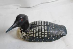 Handcrafted 1994 W. Rice Loon Wooden Decoy - Minnesota State Bird
