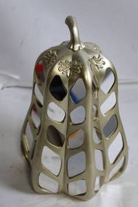 lot 146 image: Decorative Gold Tone Metal Lantern with Cut-Out Design