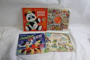 lot 188 image: Set of 4 Vintage Childrens Vinyl Records - Disney and Nursery Rhymes