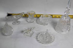 lot 205 image: Vintage Crystal Dcor Collection Including Bell, Vases, and Ashtrays