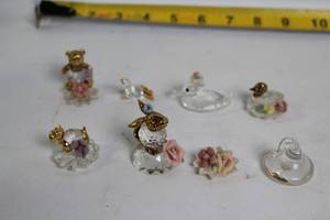 lot 210 image: Set of 8 Crystal Animal Figurines with Gold Accents