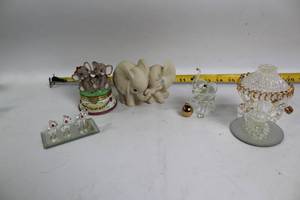 lot 215 image: Collection of Elephant Figurines and Trinket Box