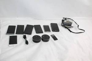 lot 266 image: Electronics Lot Canon Camcorder, iPod, Smartphones, Amazon Echo Dots