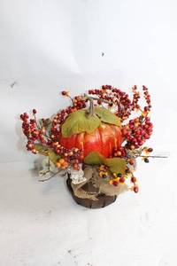 lot 276 image: Autumn Harvest Floral Arrangement with Artificial Pumpkin