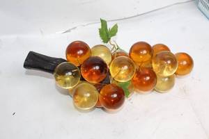 lot 297 image: Vintage Lucite Grapes Cluster with Wooden Stem