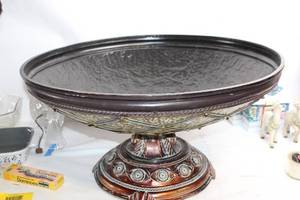 lot 304 image: Large Decorative Metal Bowl with Stand