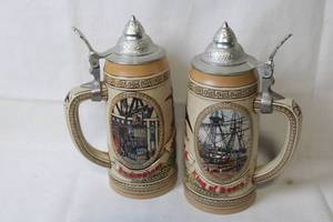 lot 12 image: Set of 2 Anheuser-Busch Limited Edition Lidded Beer Steins