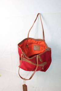 lot 39 image: Coach Red Canvas Tote Bag with Leather Trim