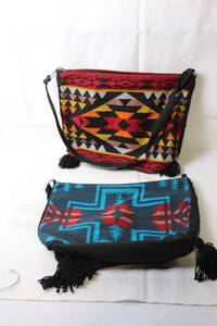 lot 52 image: Set of 2 Patterned Shoulder Bags with Tassel Trim
