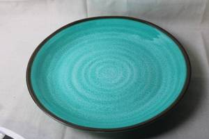 lot 60 image: Rustic 13-Inch Turquoise Ceramic Dinner Plate