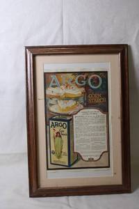 lot 77 image: Framed 1919 Argo Corn Starch Advertising Print