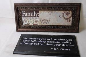 lot 83 image: Inspirational Decorative Wall Plaques - Family and Dr. Seuss Quotes