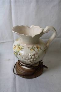 lot 92 image: Vintage Ceramic Floral Pitcher Lamp Base