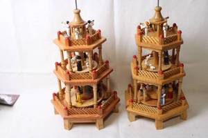 lot 96 image: Set of 2 Wooden Christmas Pyramids