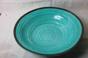 lot 101 image: Large 15-inch Teal Ceramic Serving Bowl
