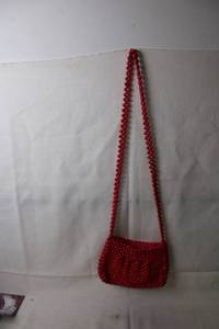lot 115 image: Vintage Red Beaded Handbag with Shoulder Strap
