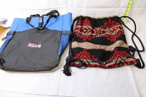 lot 119 image: Set of 2 Bags Blue and Black Sports Tote & Patterned Drawstring Bag