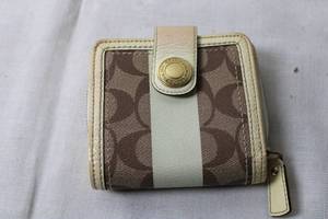 lot 128 image: Coach Signature Canvas Wallet with Leather Trim