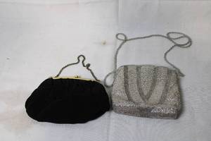 lot 164 image: Set of 2 Vintage Clutch Handbags - Black and Silver