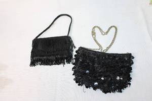 lot 169 image: Set of 2 Black Evening Bags with Bead and Sequin Designs