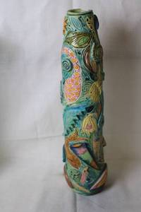 lot 220 image: Unique Handmade Ceramic Vase with Intricate Designs