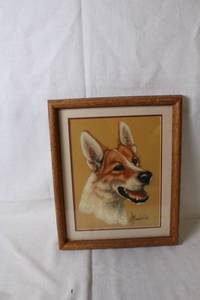 lot 234 image: Framed Dog Portrait Artwork by Errifield