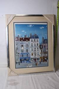 lot 243 image: Framed Parisian Street Scene Artwork Print