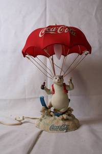 lot 251 image: Coca-Cola Polar Bear Accent Lamp with Parachute
