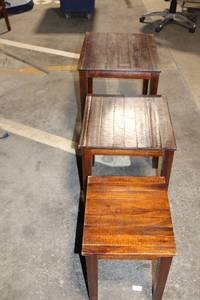 lot 260 image: Set of 3 Nesting Tables with Rustic Finish